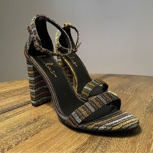 NWOT Lulus Striped Sparkly Heels Size 7.5